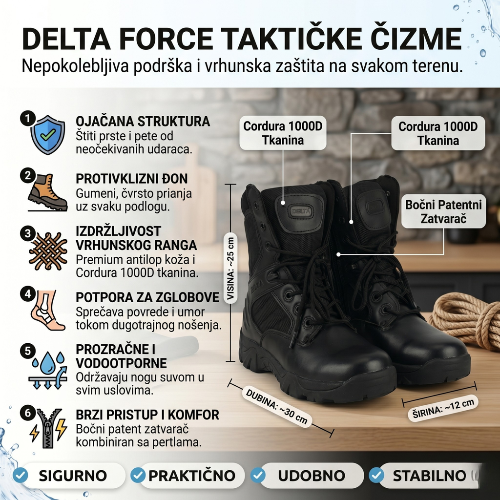 Taktičke čizme DELTA FORCE crne/bež - Nepobjedivost na Svakoj Avanturi