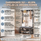 Garderober sa klupom i cipelarom 3u1